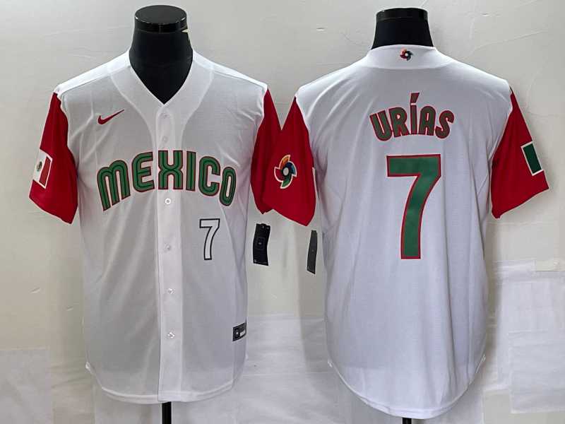 Men's Mexico Baseball #7 Julio Urias Number 2023 White Red World Classic Stitched Jersey54,We sell and wholesale Men's Mexico Baseball #7 Julio Urias Number 2023 White Red World Classic Stitched Jersey54 on line form chian!